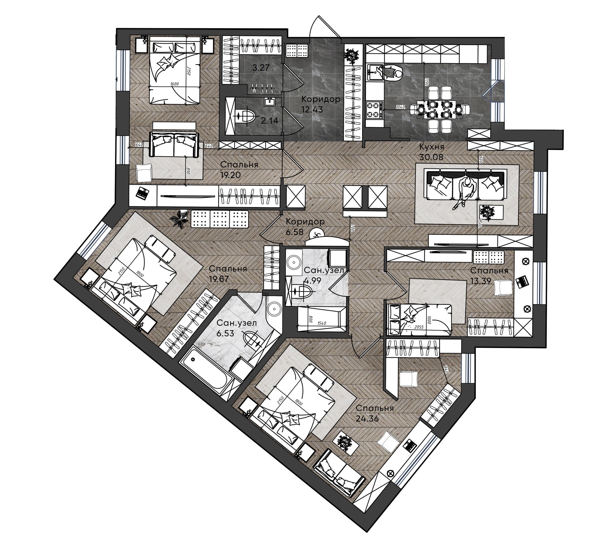 4 комн. квартира, 142.6 м², 2 этаж 