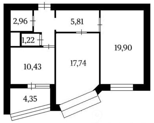 2 комн. квартира, 61.4 м², 15 этаж 