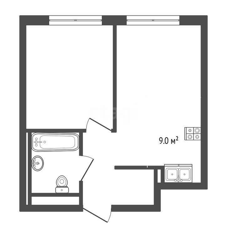 1 комн. квартира, 34.6 м², 9 этаж 