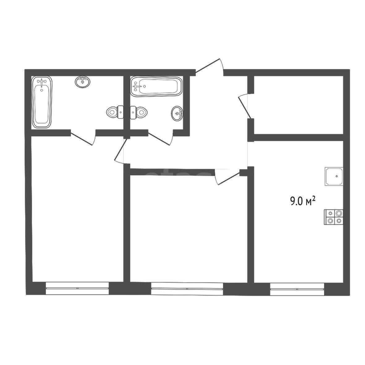 2 комн. квартира, 69 м², 6 этаж 
