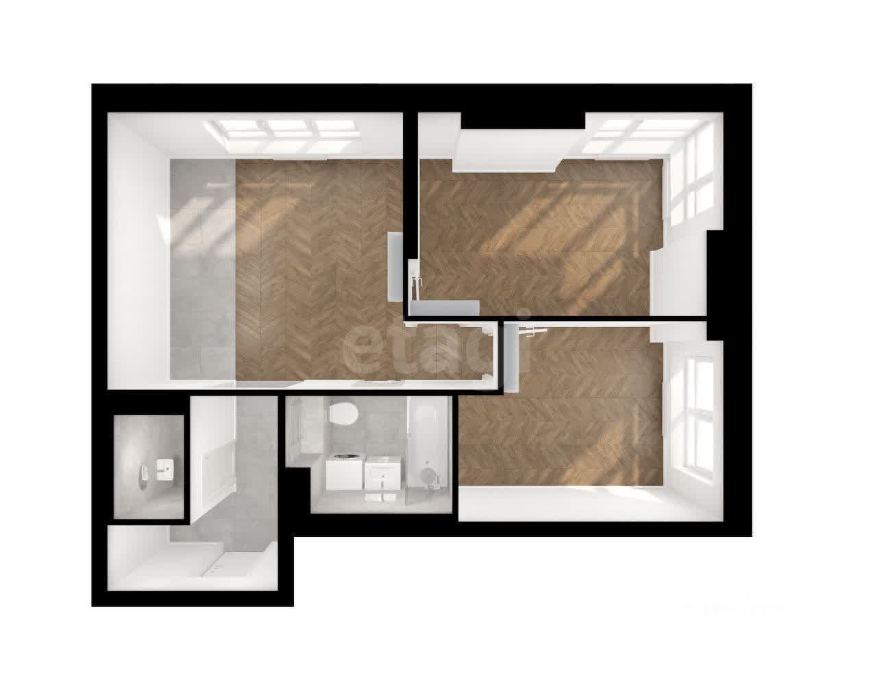 2 комн. квартира, 49.8 м², 16 этаж 