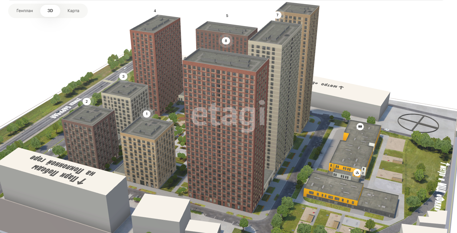 2 комн. квартира, 58.3 м², 23 этаж 