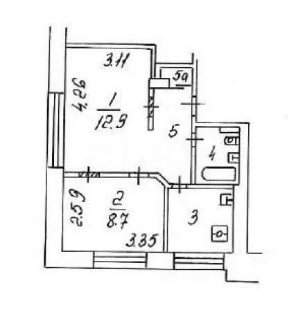 2 комн. квартира, 34.6 м², 2 этаж 