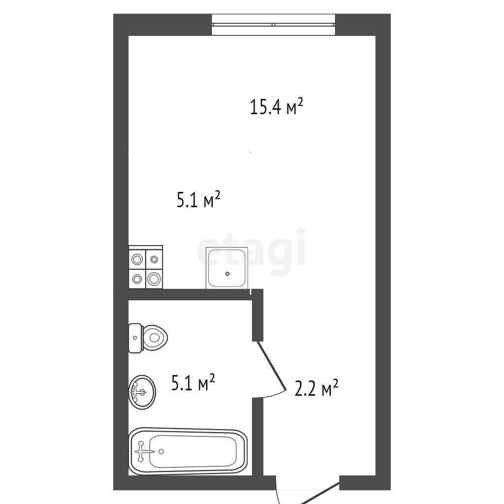 студия, 27.8 м², 5 этаж 