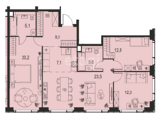 4 комн. квартира, 94.8 м², 31 этаж 