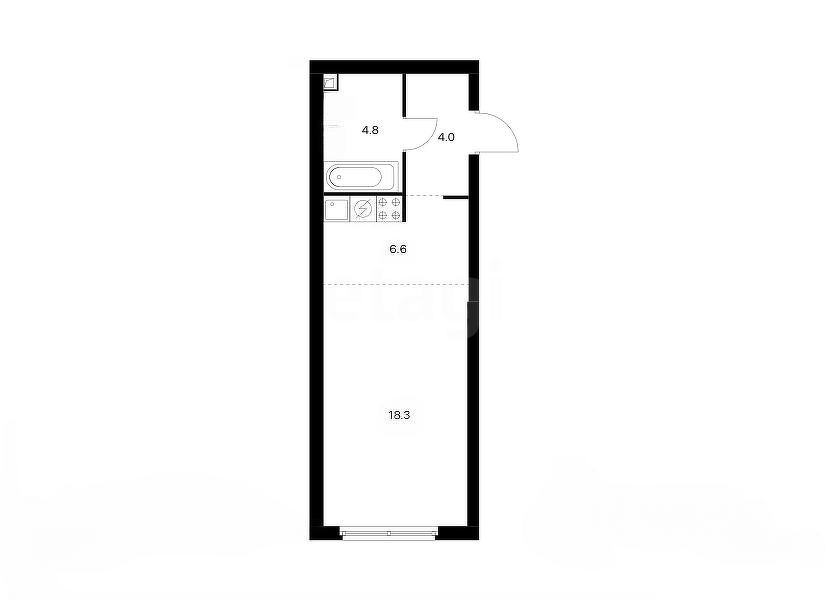 студия, 33.4 м², 6 этаж 