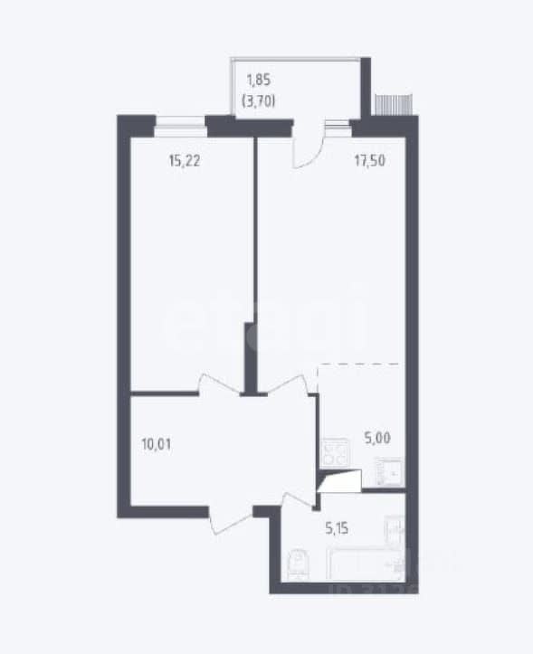 2 комн. квартира, 55 м², 6 этаж 