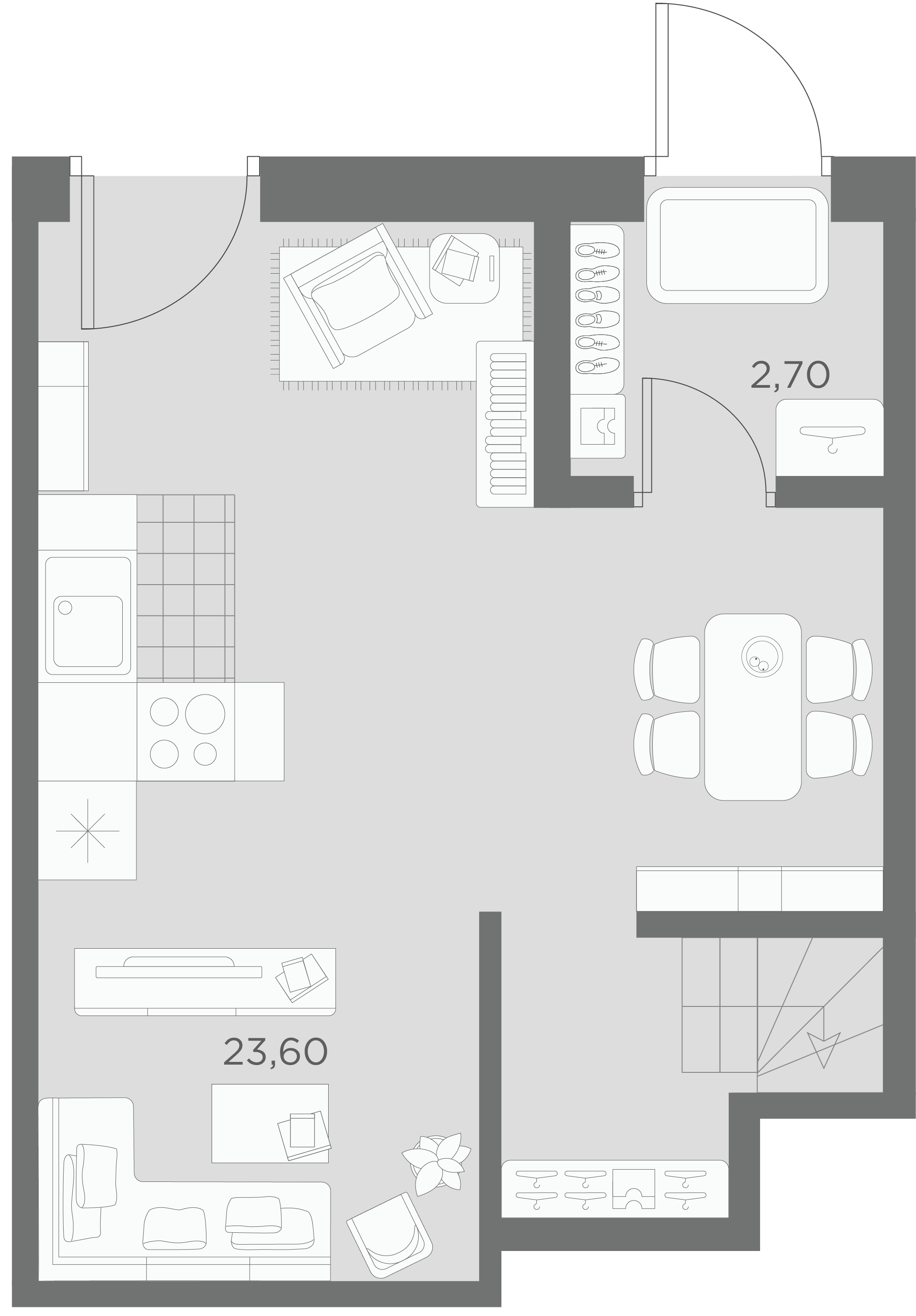 2 комн. квартира, 89.8 м², 1 этаж 