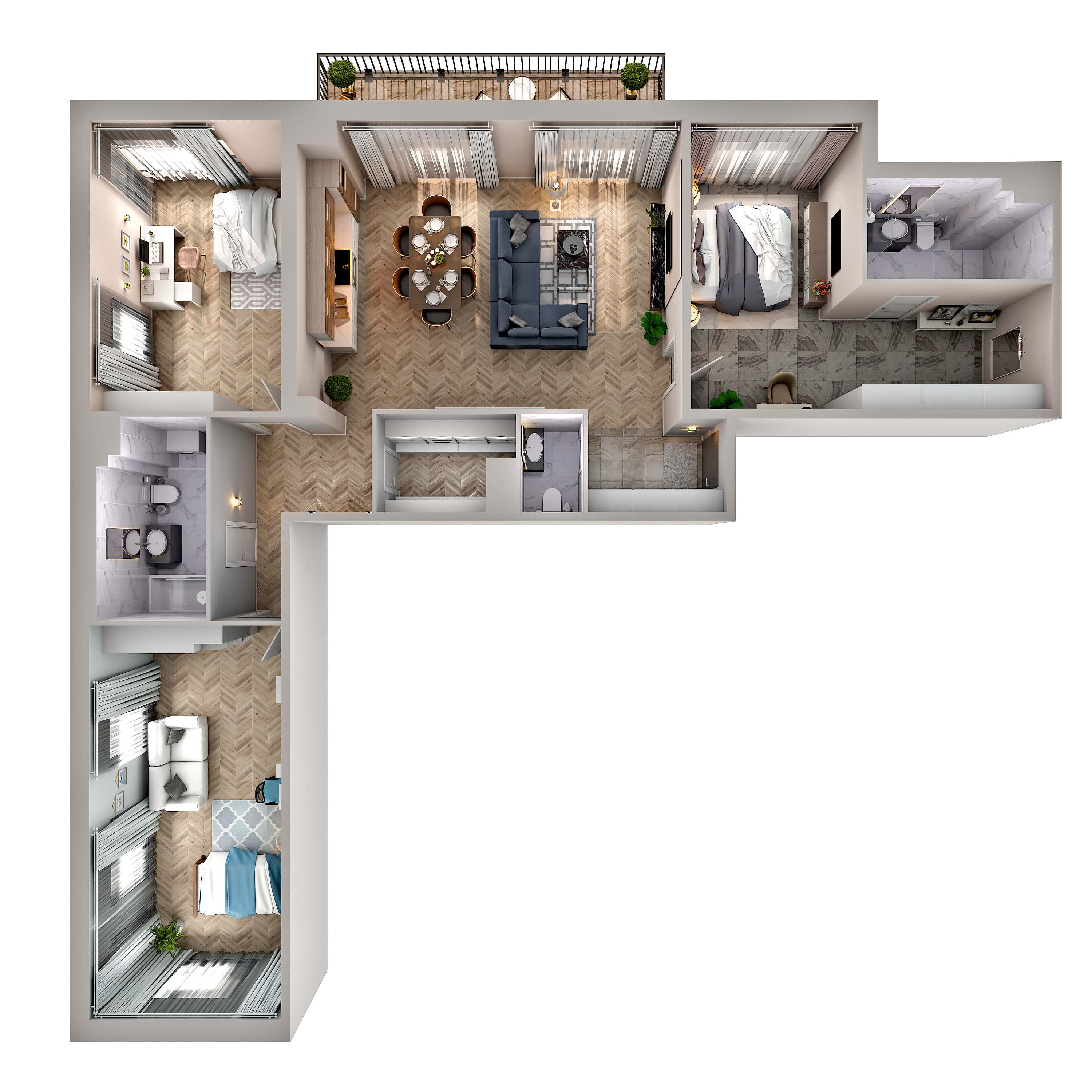 3 комн. квартира, 128.7 м², 2 этаж 