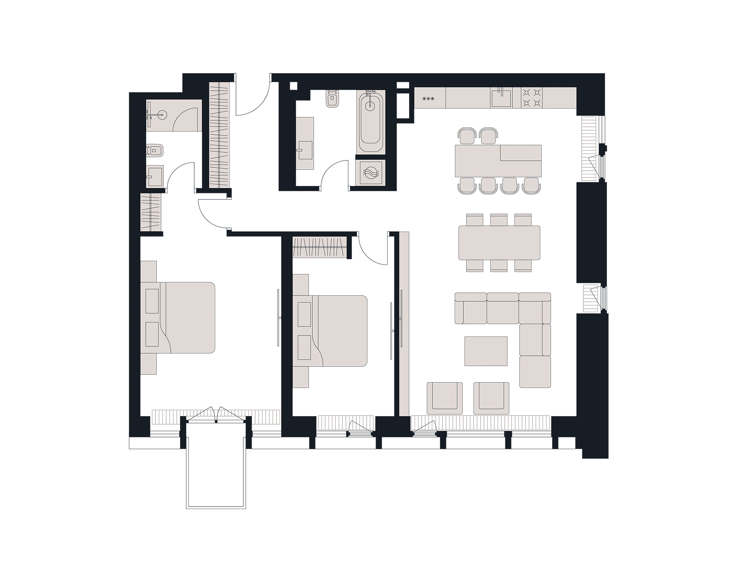3 комн. квартира, 116.6 м², 11 этаж 