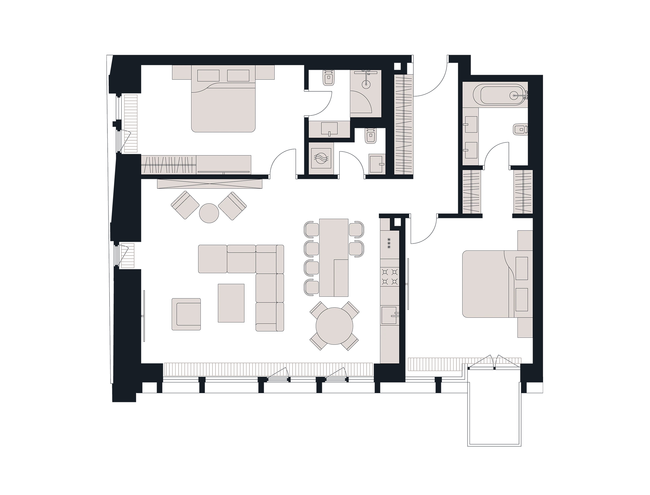 3 комн. квартира, 117.5 м², 12 этаж 
