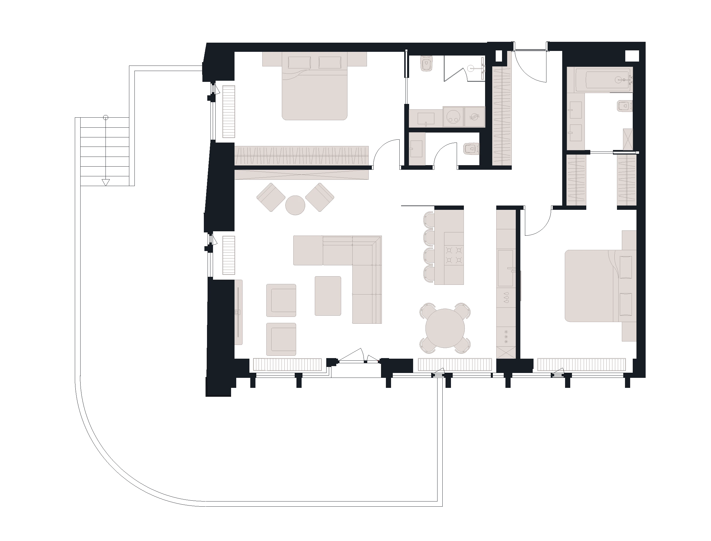 3 комн. квартира, 143.7 м², 1 этаж 