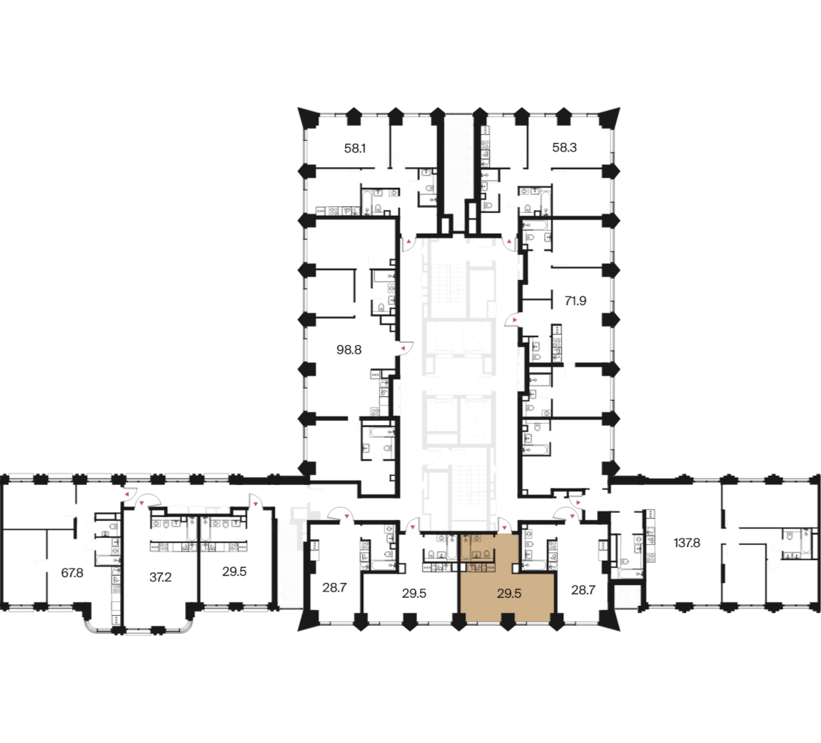1 комн. квартира, 29.5 м², 4 этаж  (из 44)