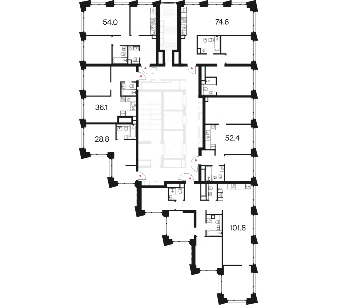 1 комн. квартира, 28.8 м², 23 этаж  (из 26)