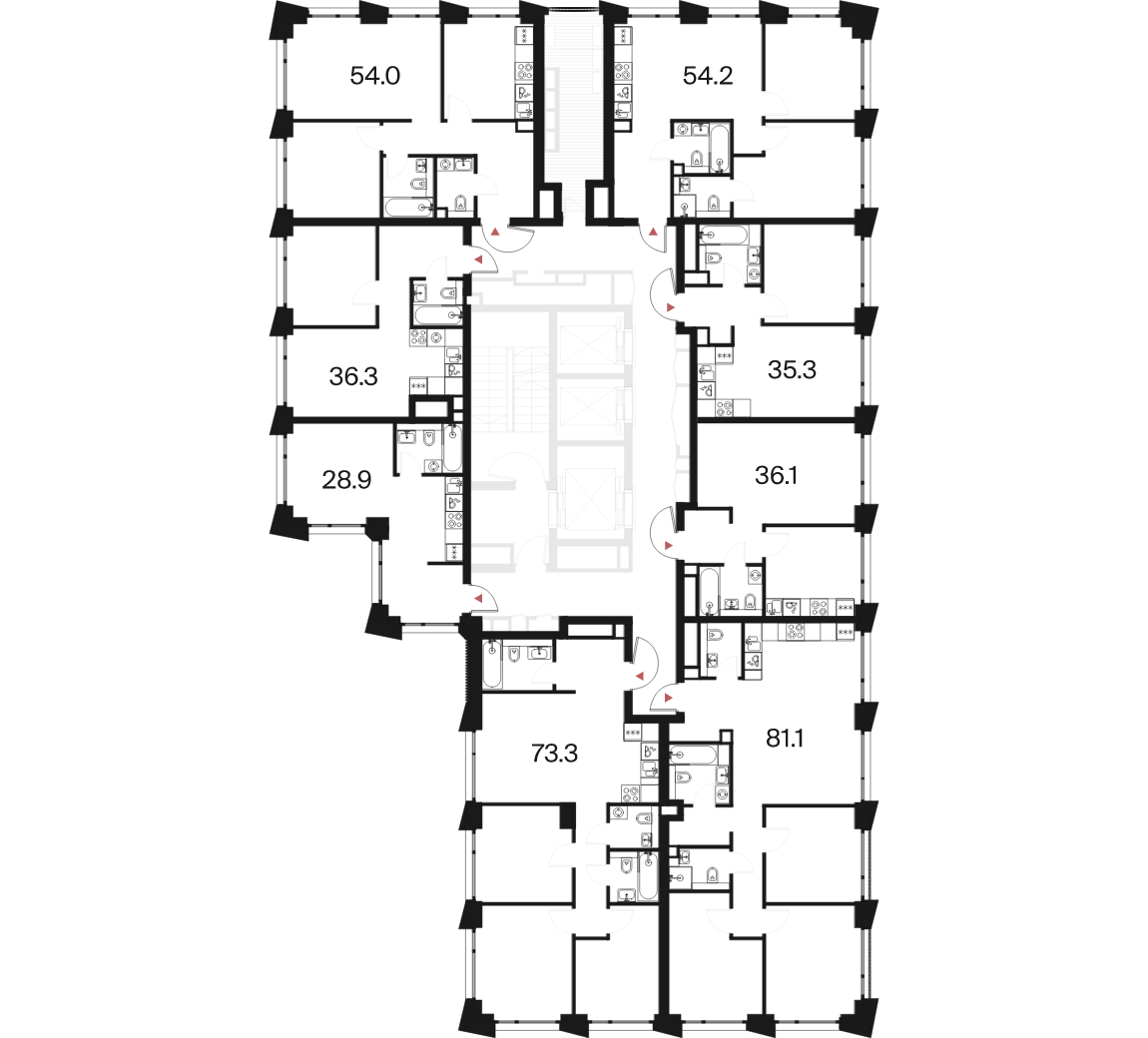 3 комн. квартира, 73.3 м², 8 этаж  (из 26)