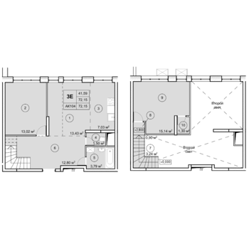 квартира со свободной планировкой, 72.2 м², 1 этаж 