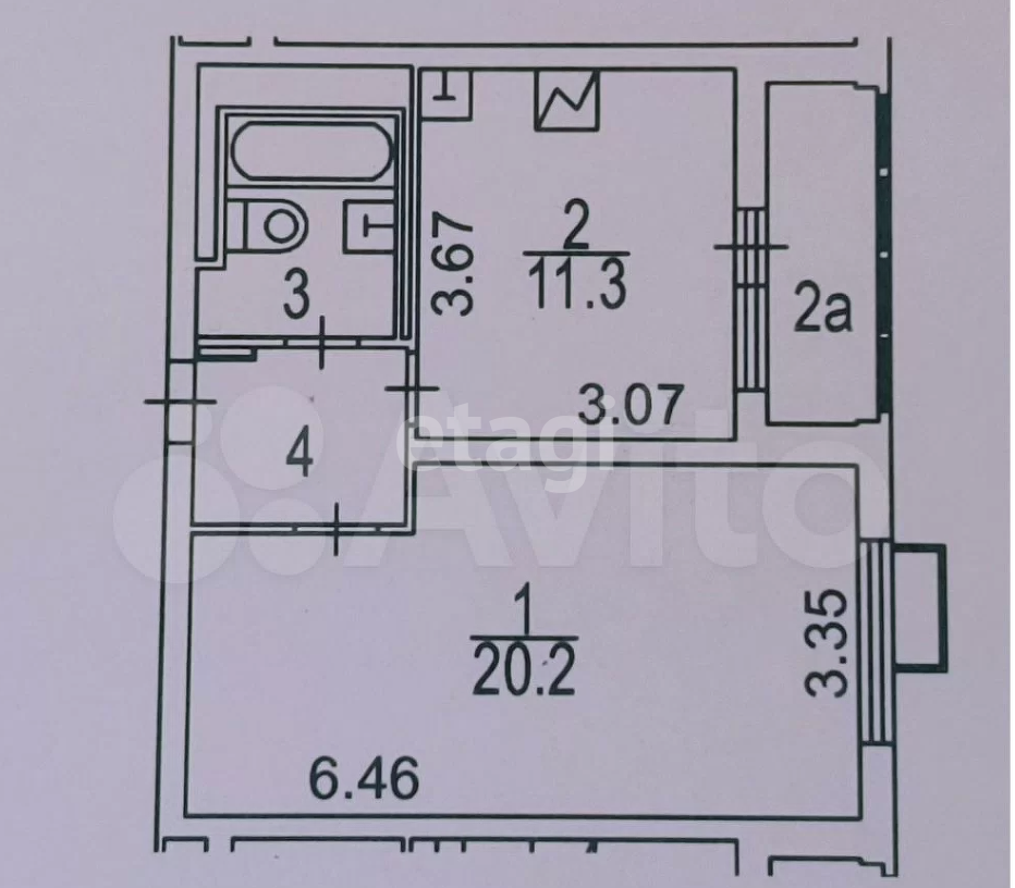 1 комн. квартира, 38.8 м², 9 этаж 