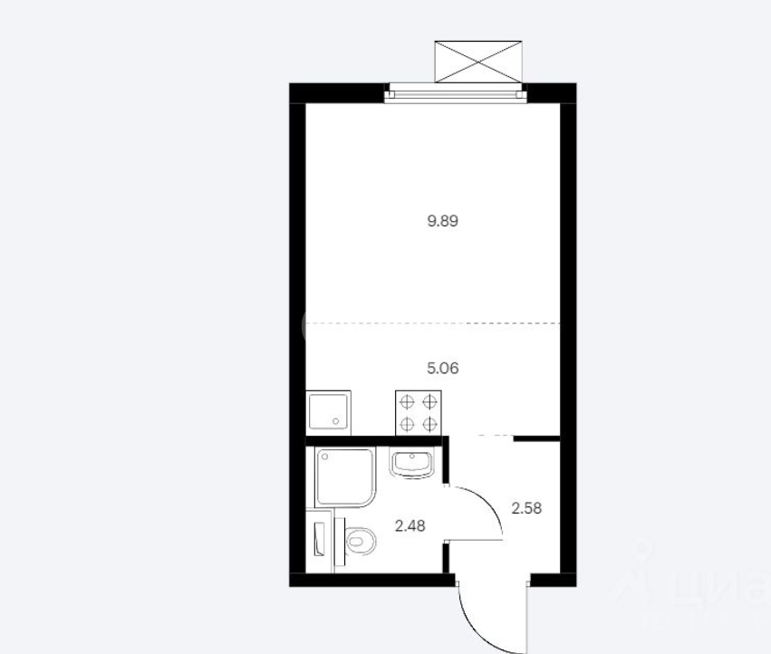 студия, 20 м², 5 этаж 