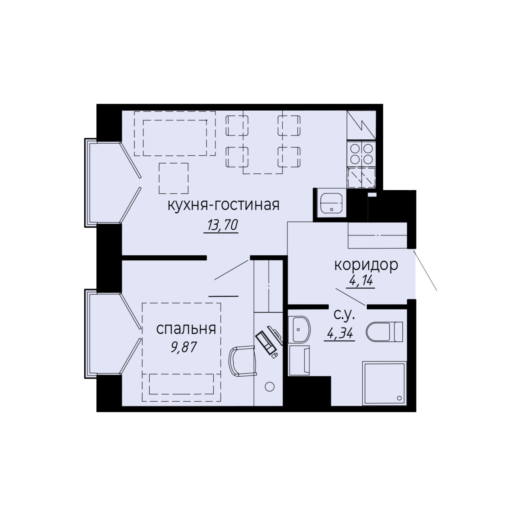 1 комн. квартира, 32 м², 6 этаж 