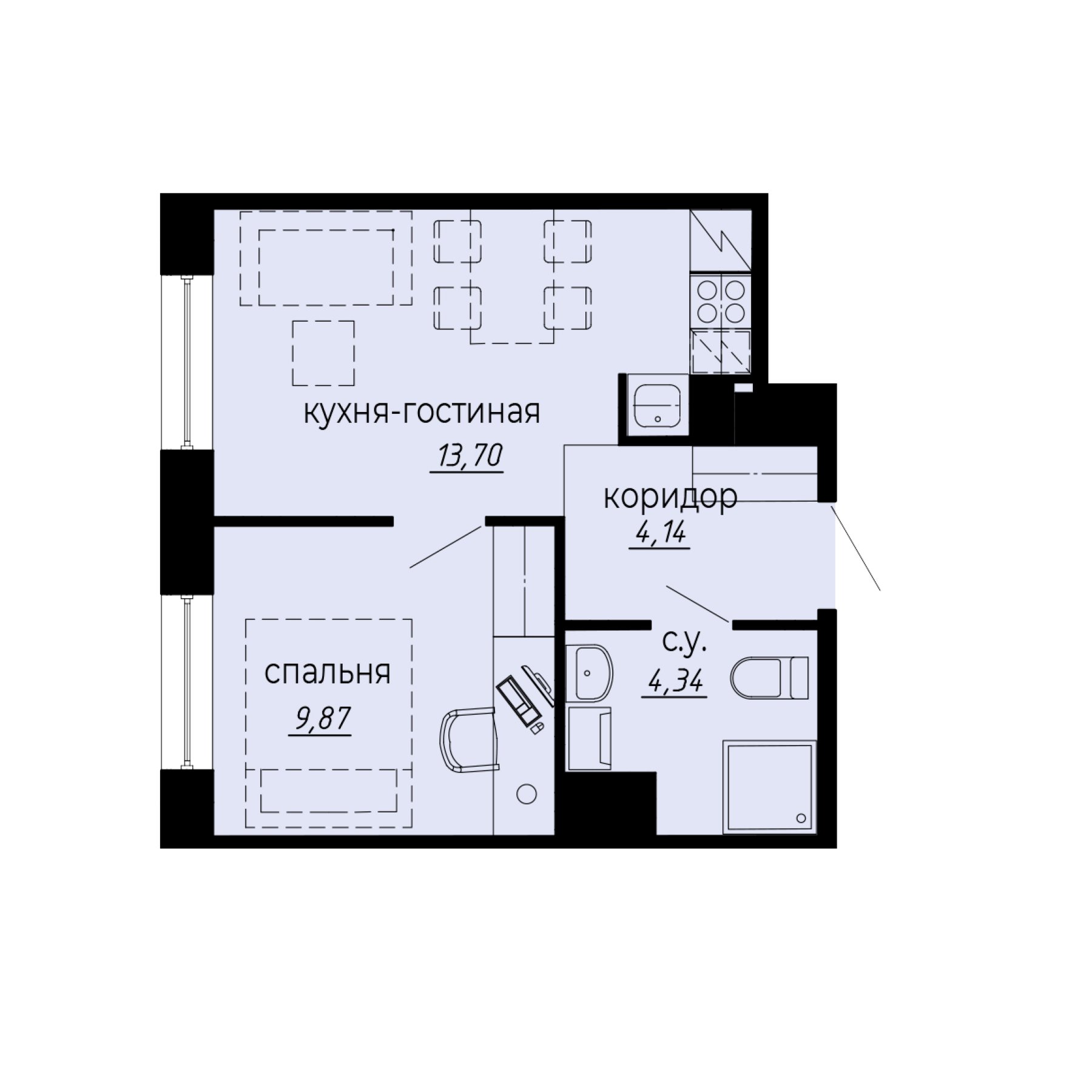1 комн. квартира, 32 м², 5 этаж 