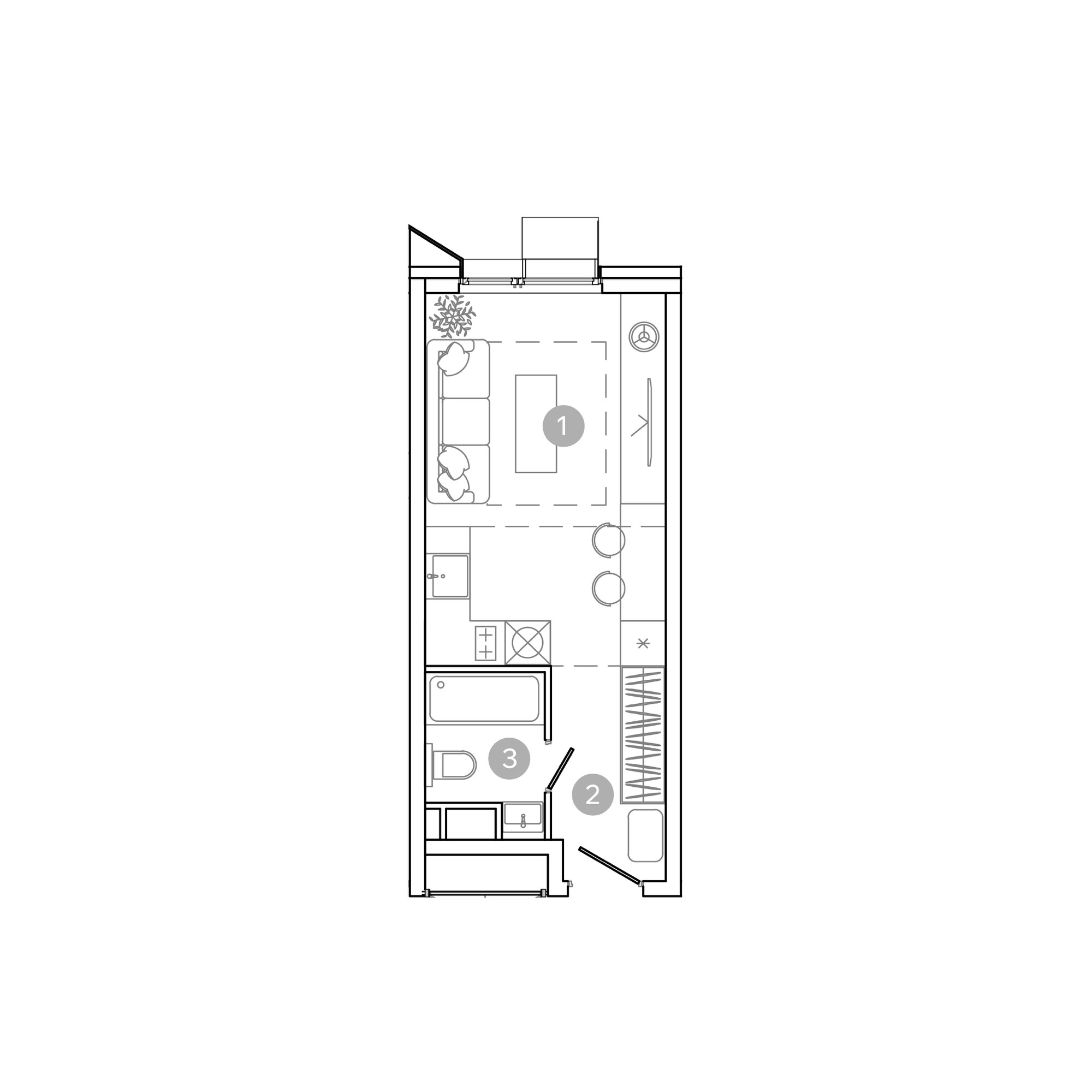 студия, 23.6 м², 5 этаж 