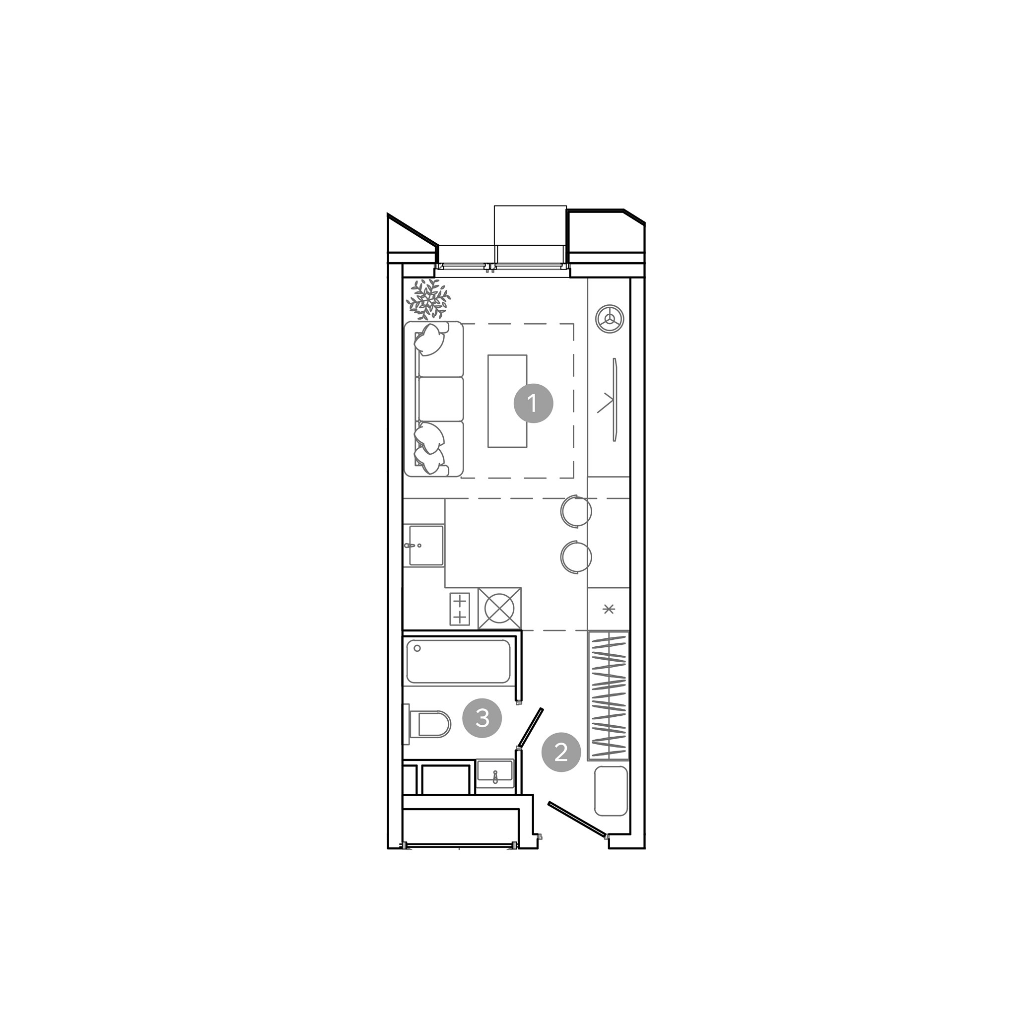 студия, 23.6 м², 3 этаж 