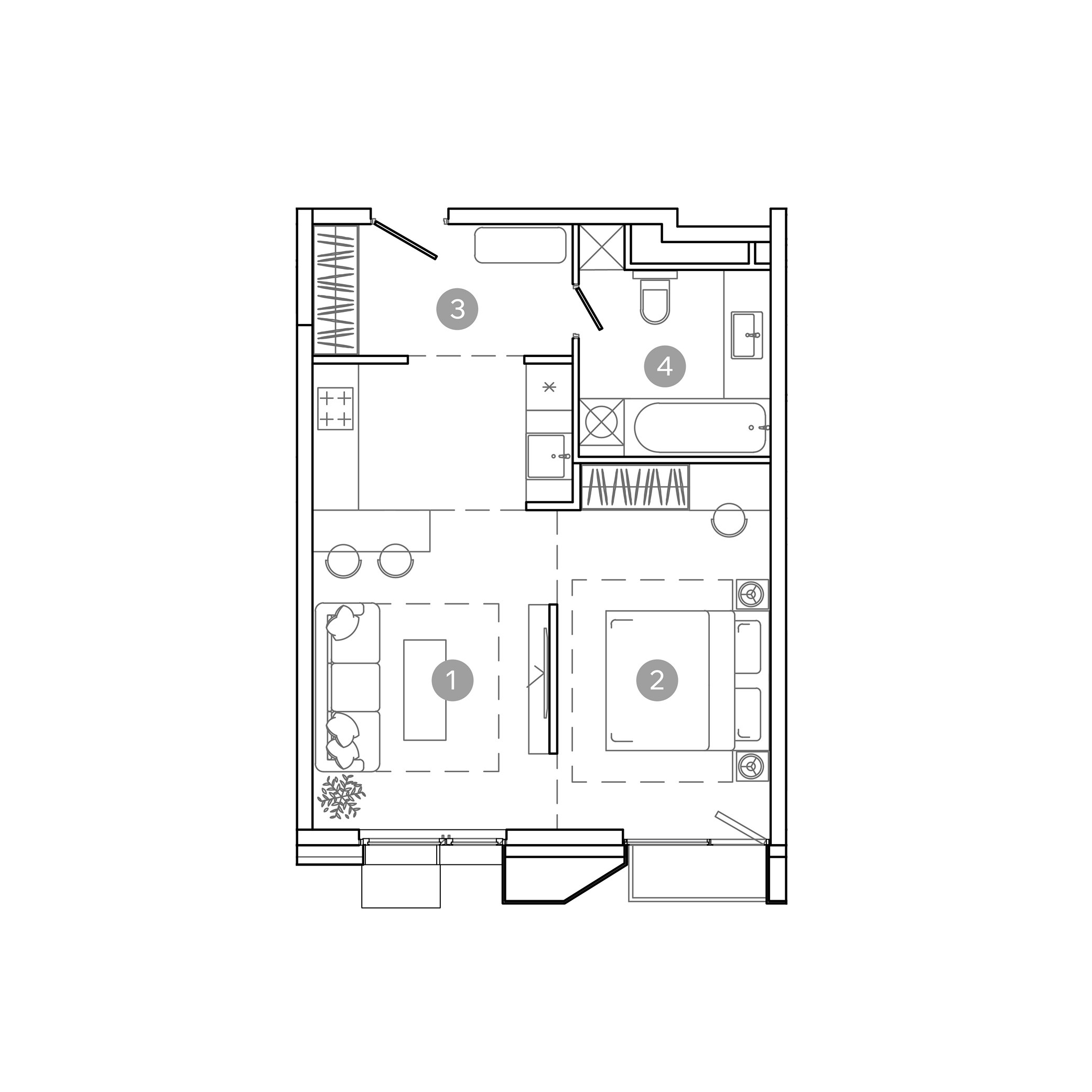 2 комн. квартира, 43.5 м², 4 этаж 