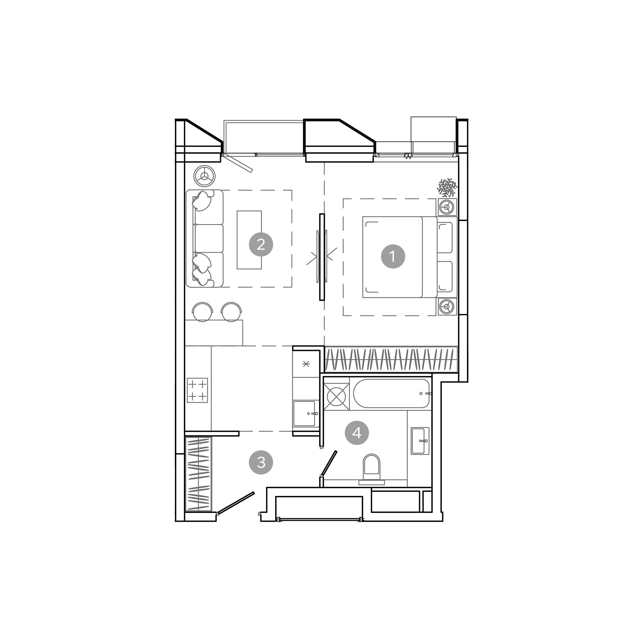 2 комн. квартира, 43.5 м², 14 этаж 