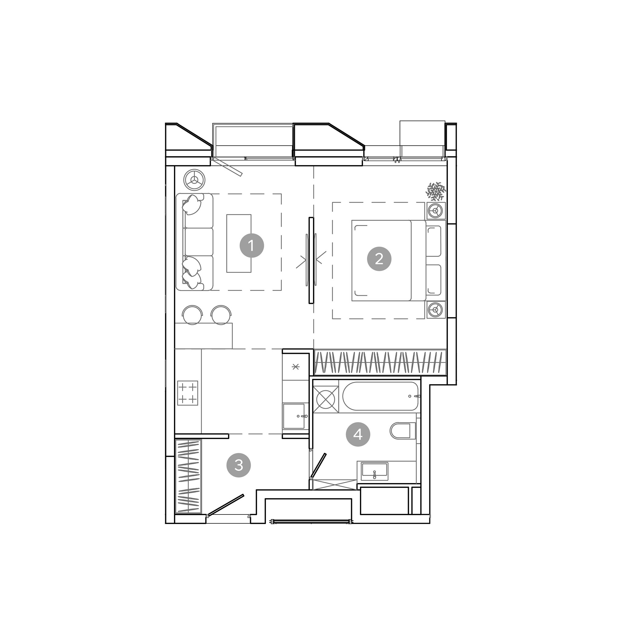 2 комн. квартира, 43.5 м², 19 этаж 