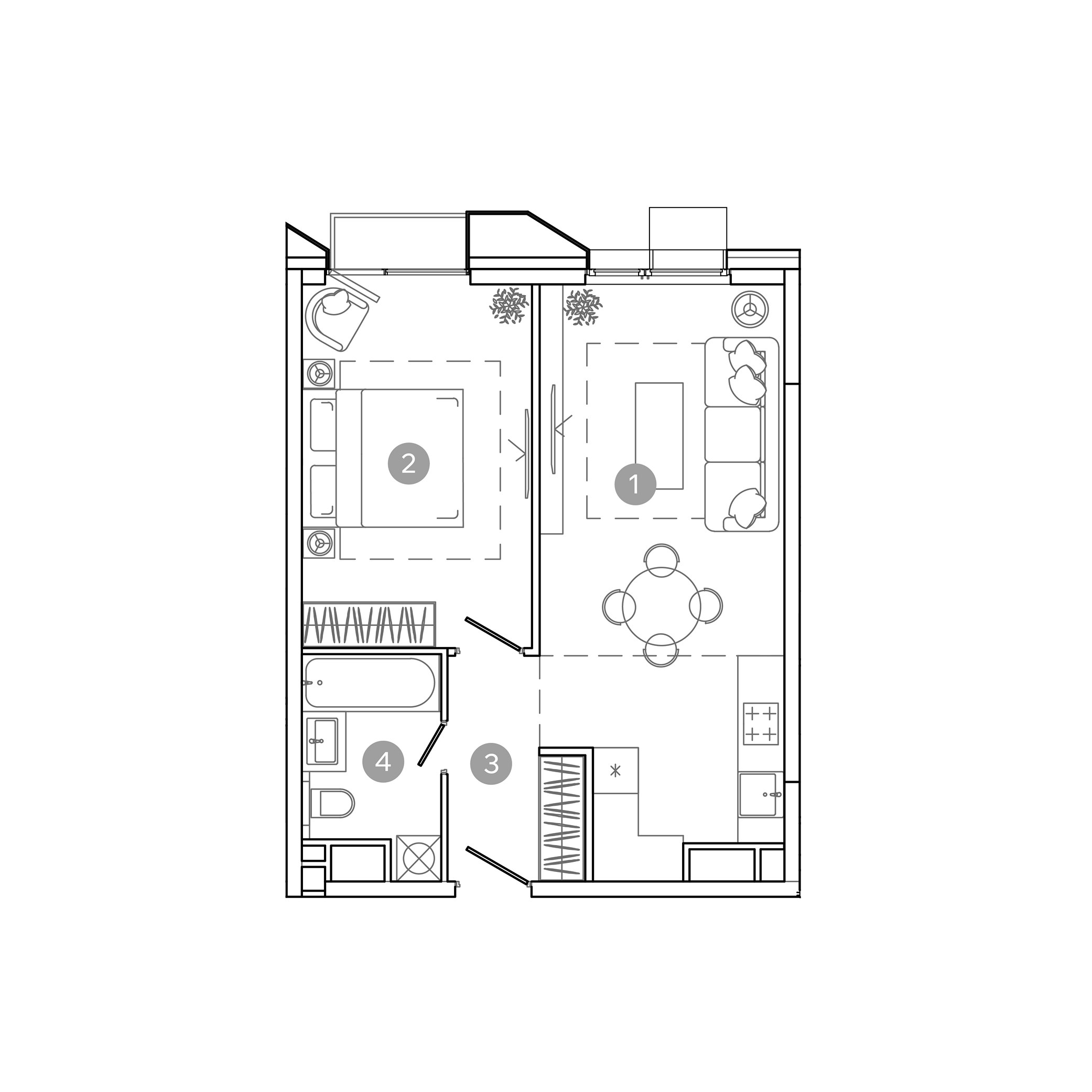 2 комн. квартира, 45.7 м², 14 этаж 