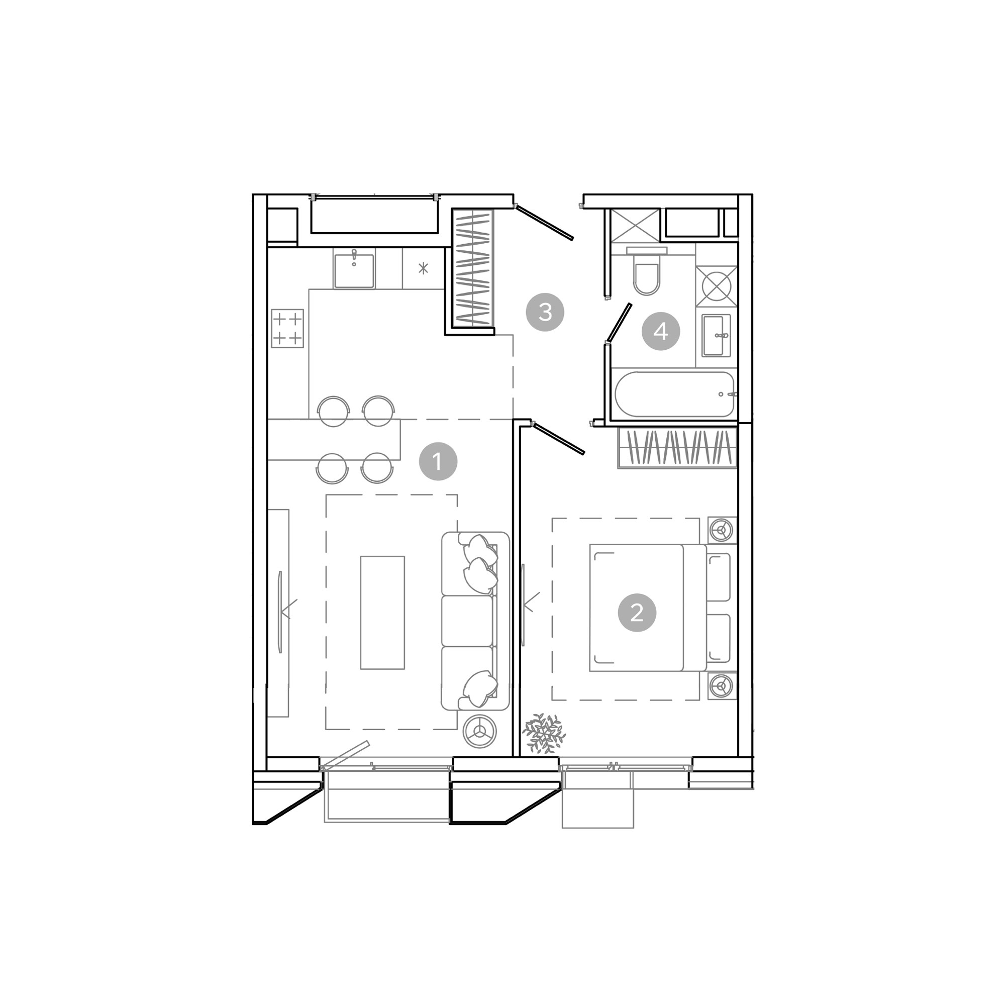2 комн. квартира, 48.2 м², 8 этаж 