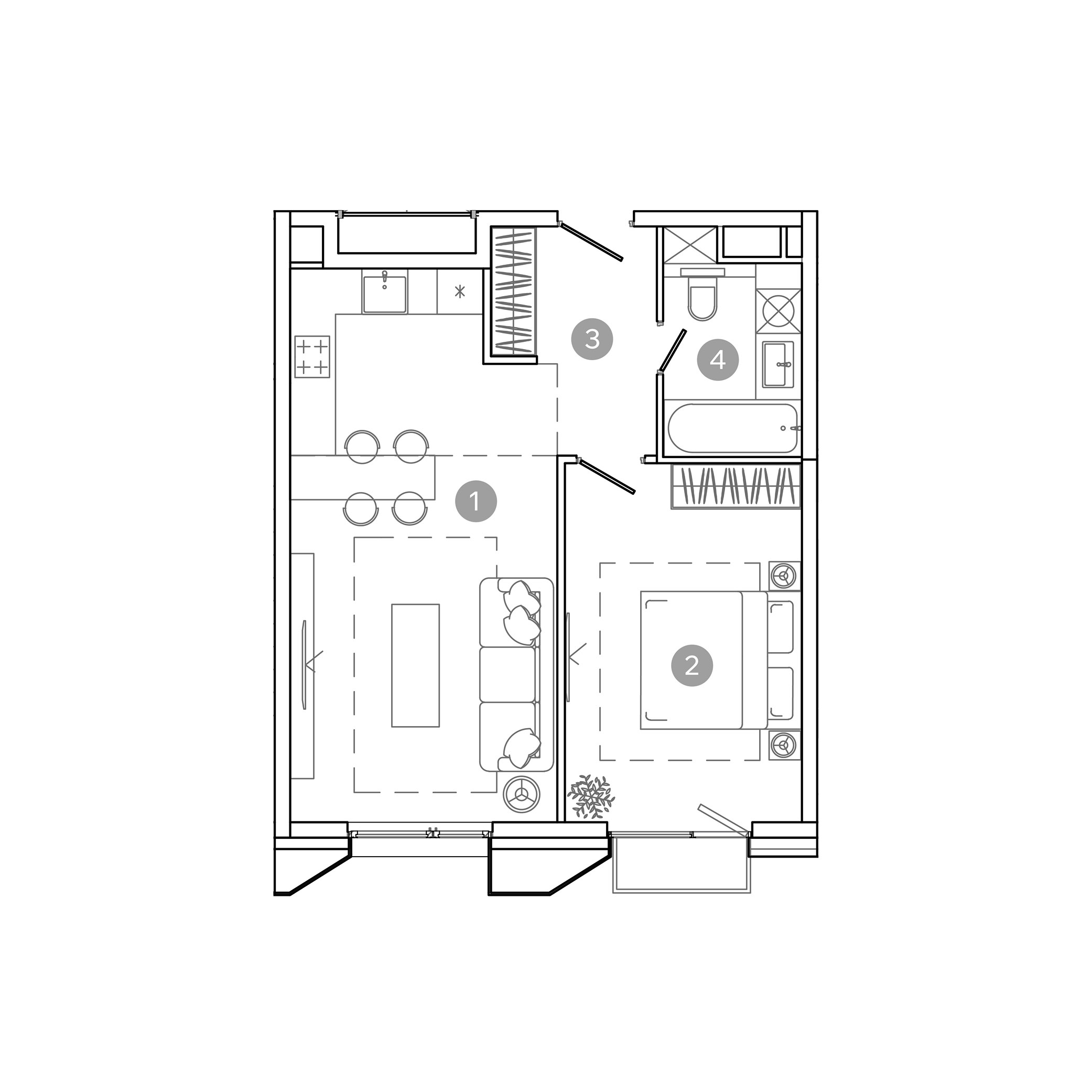 2 комн. квартира, 48.2 м², 11 этаж 