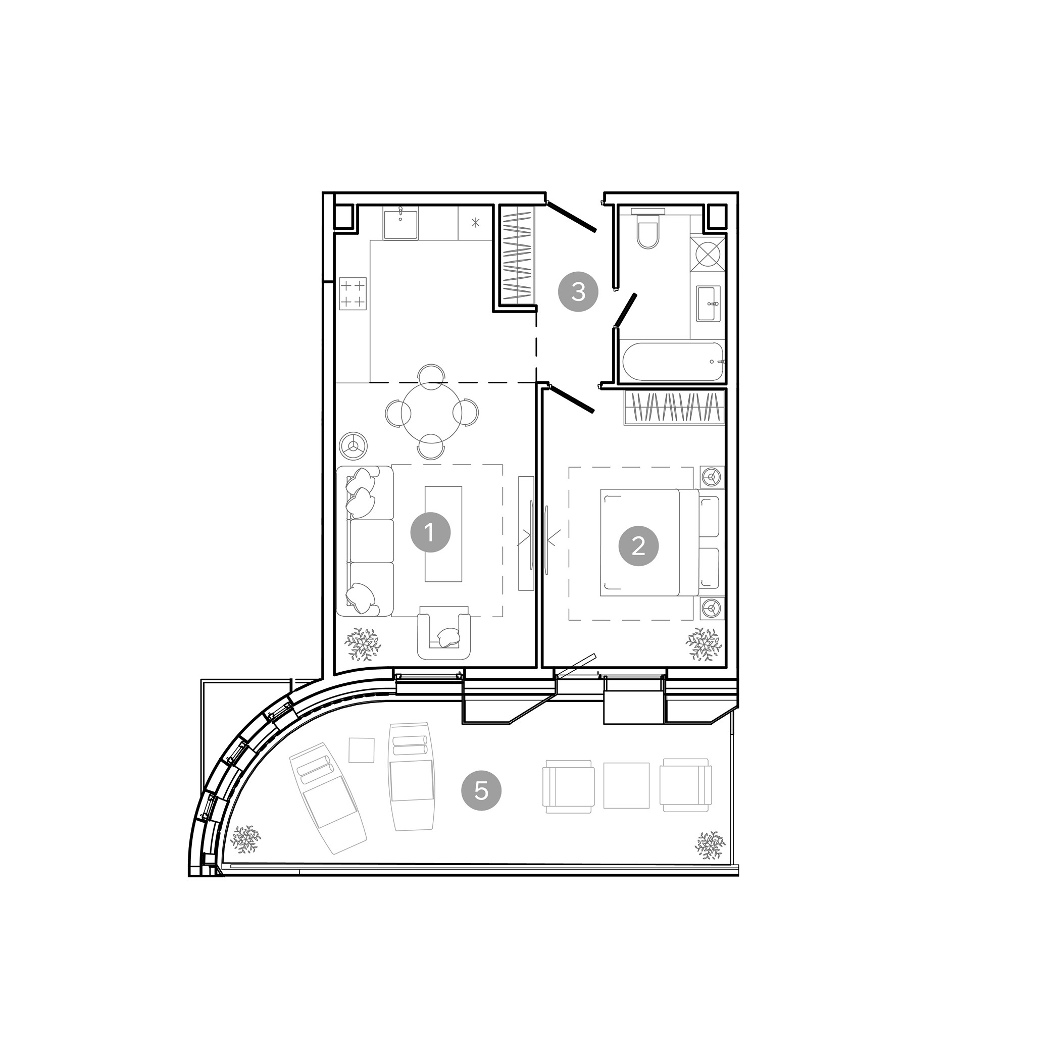 2 комн. квартира, 53 м², 2 этаж 