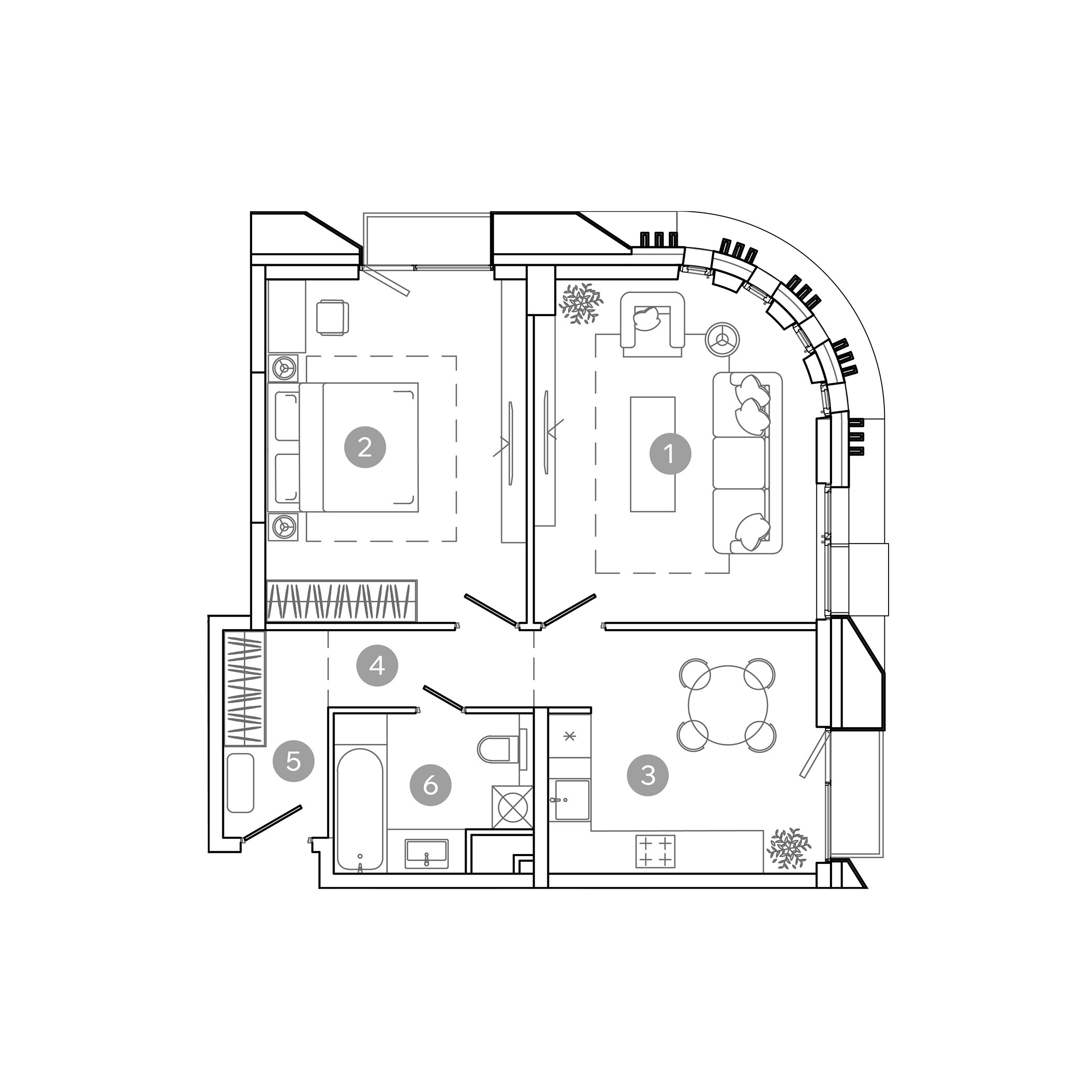 2 комн. квартира, 61 м², 6 этаж 