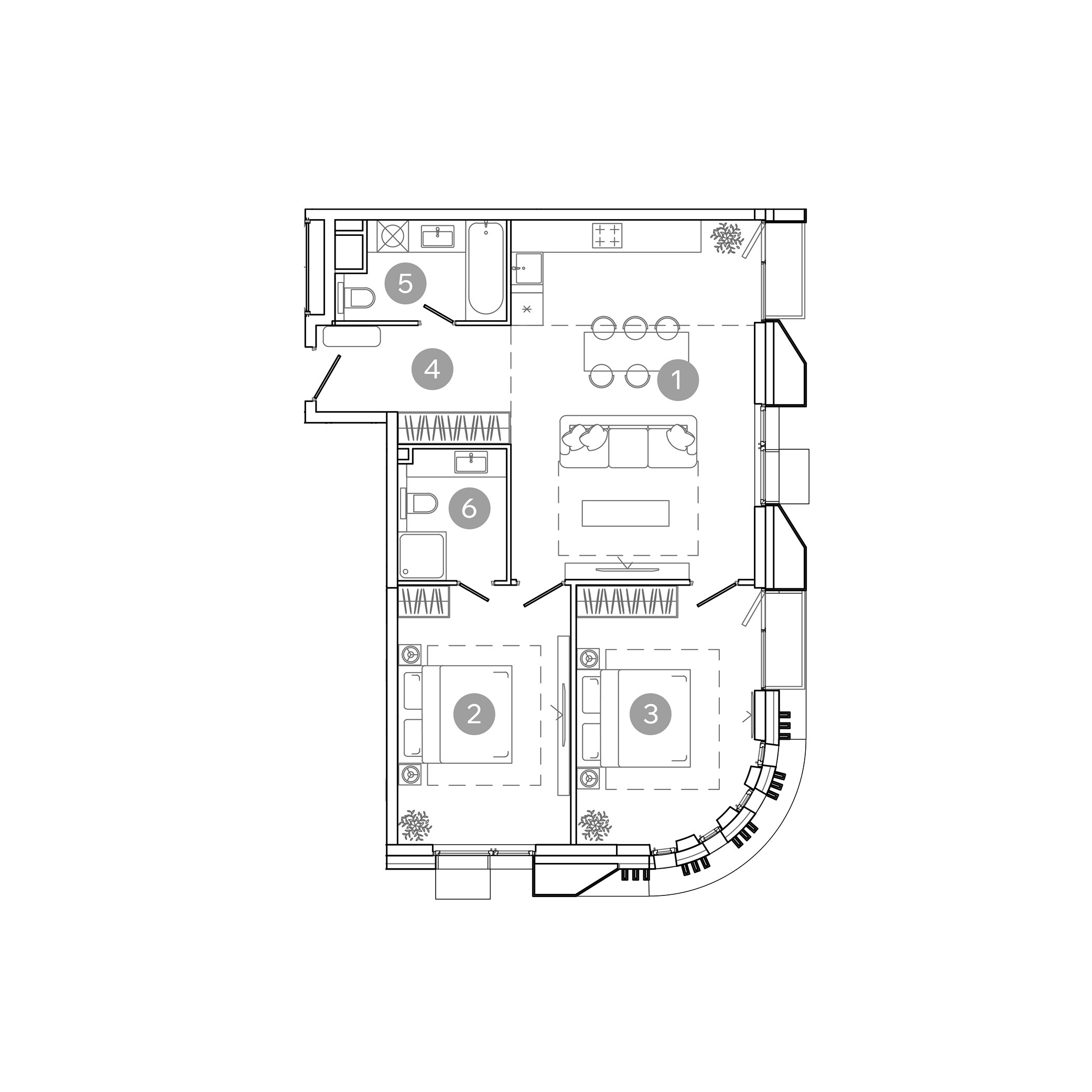 3 комн. квартира, 76.6 м², 3 этаж 