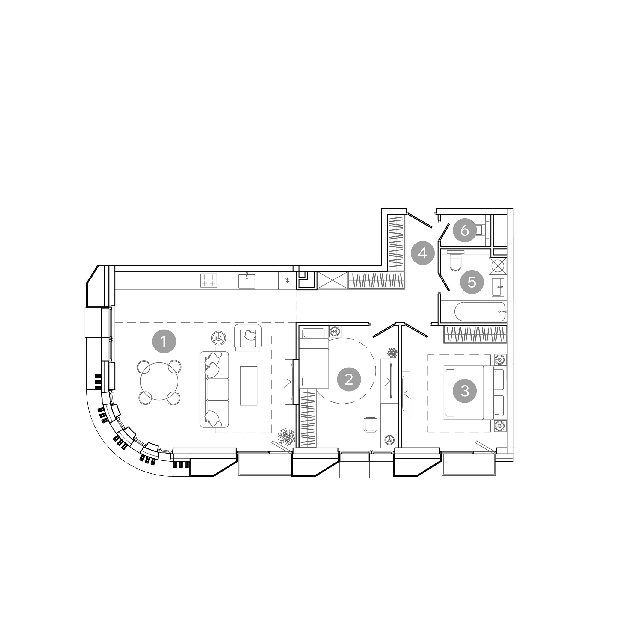 3 комн. квартира, 80.2 м², 12 этаж 