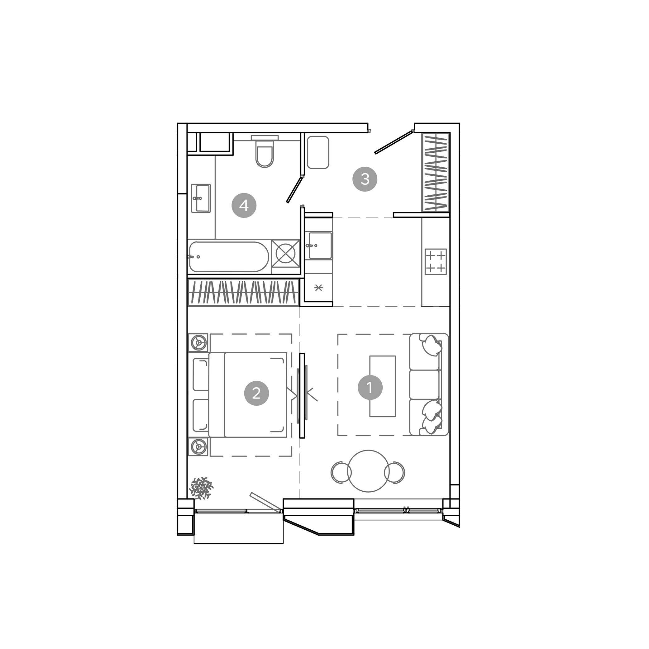 2 комн. квартира, 41 м², 4 этаж 