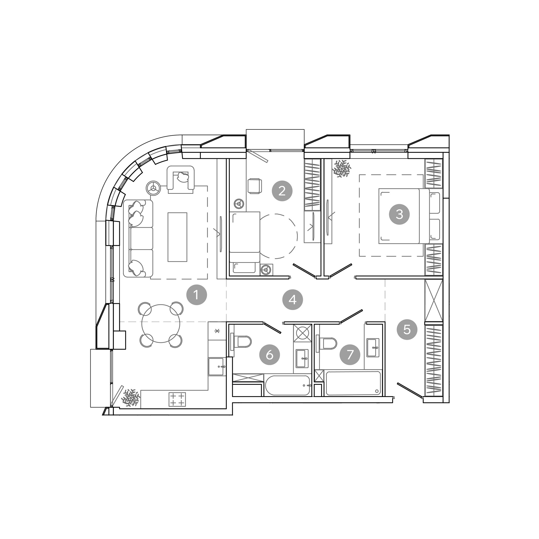 3 комн. квартира, 78.5 м², 7 этаж 