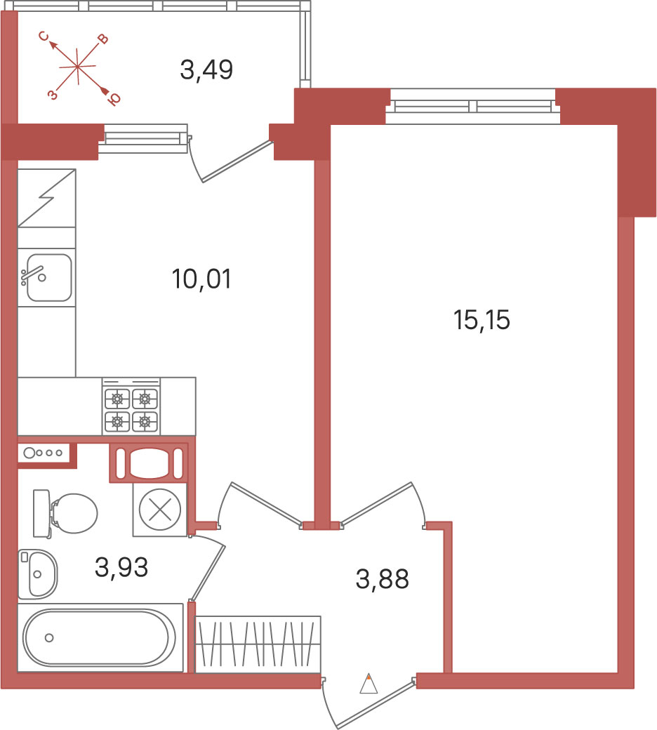 1 комн. квартира, 33 м², 3 этаж 