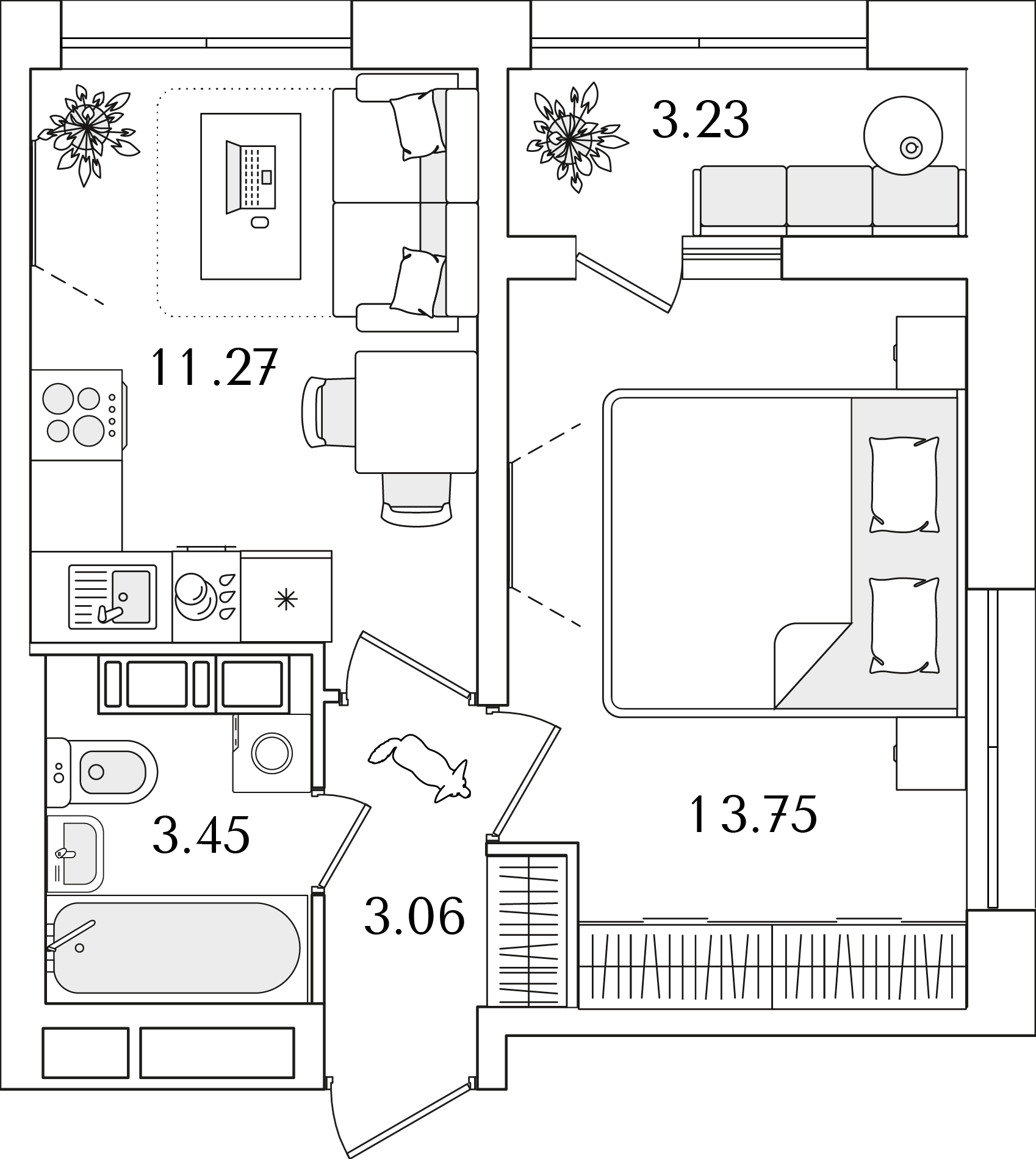 1 комн. квартира, 33.1 м², 12 этаж 