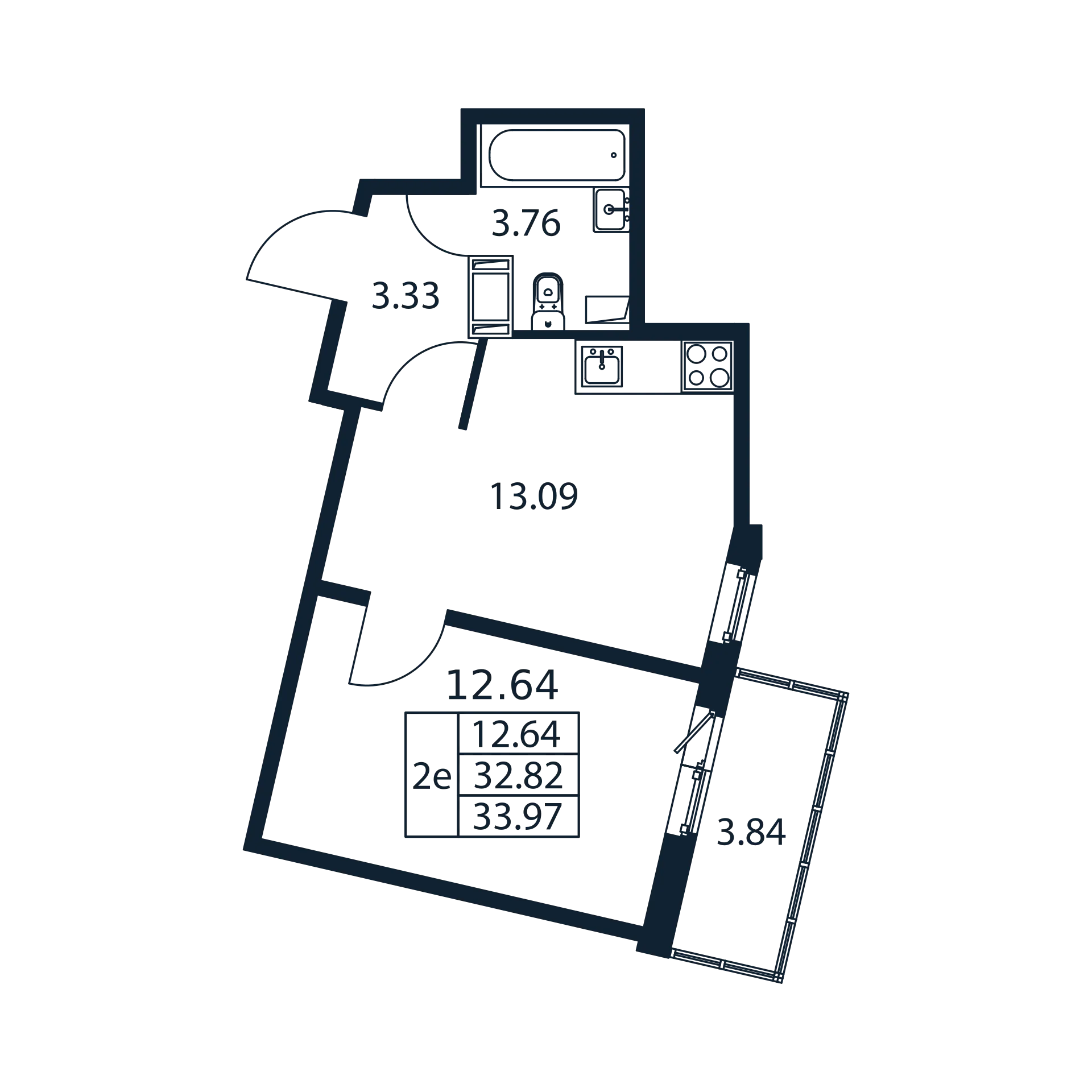 2 комн. квартира, 32.5 м², 8 этаж 