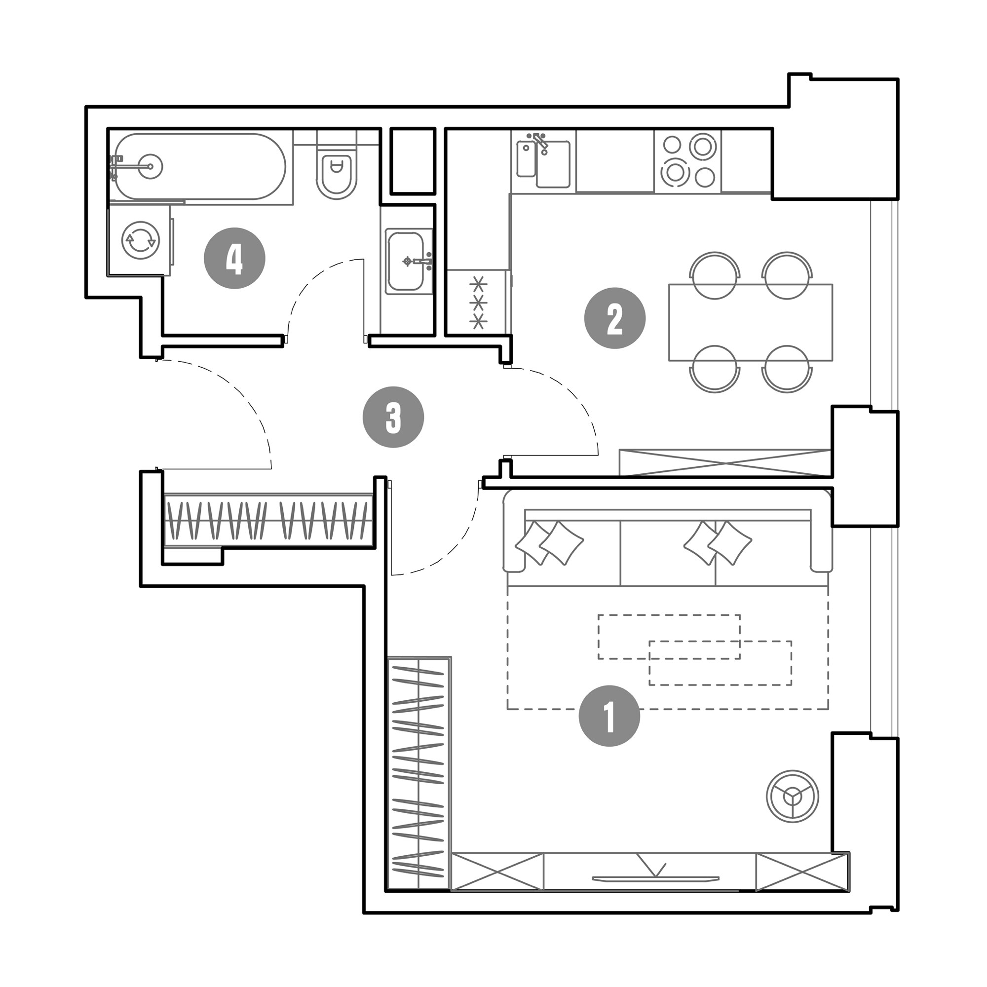 1 комн. квартира, 37 м², 3 этаж 