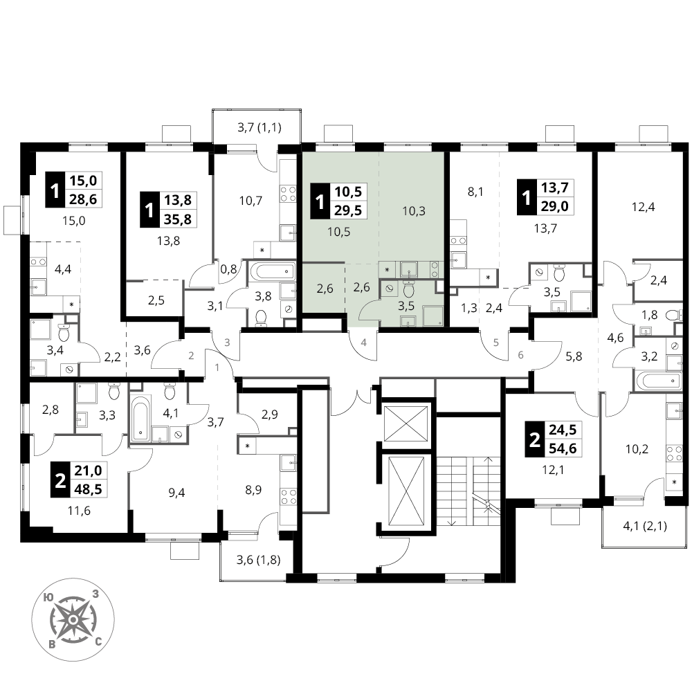 студия, 29.5 м², 16 этаж 