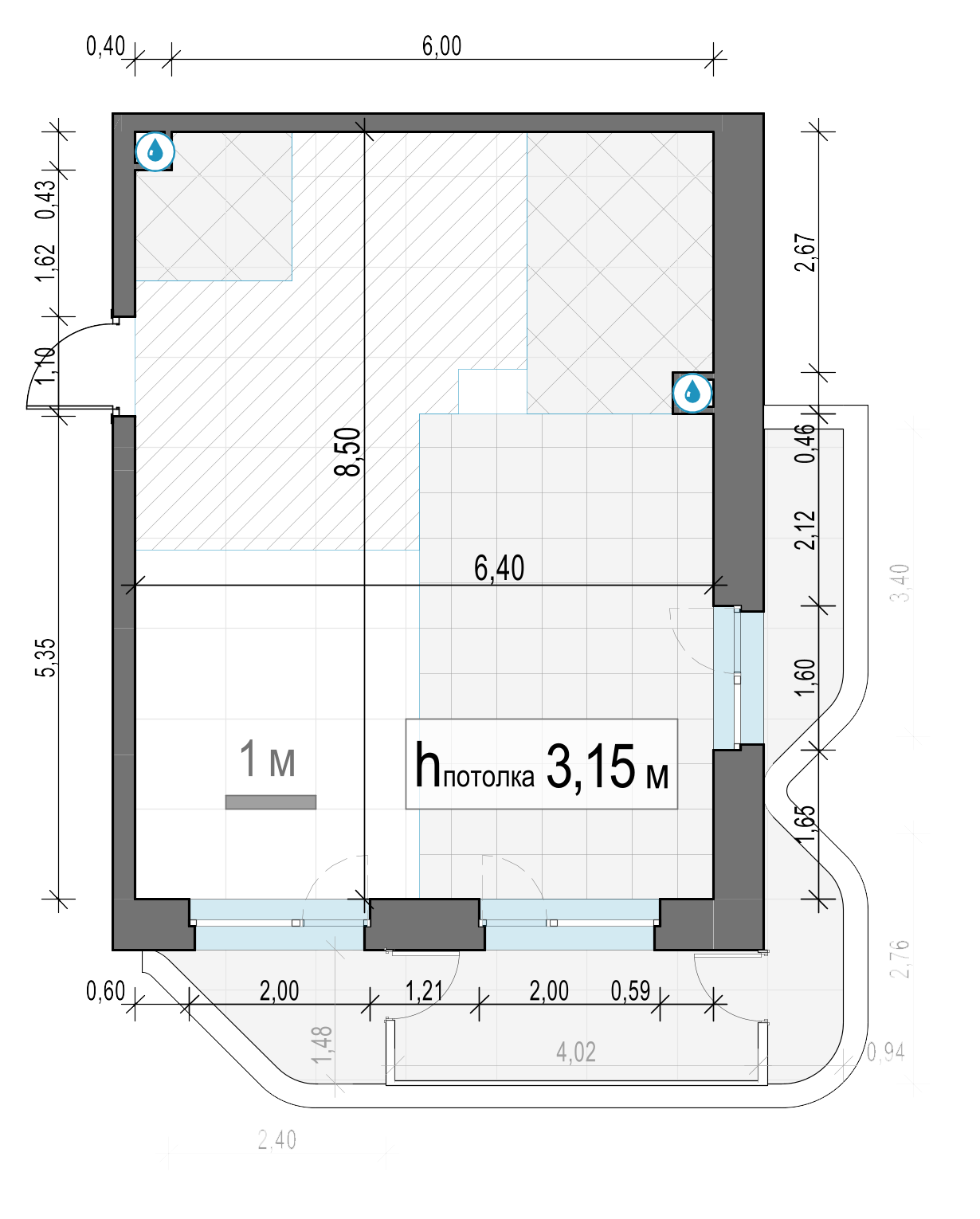 1 комн. квартира, 58.1 м², 3 этаж 