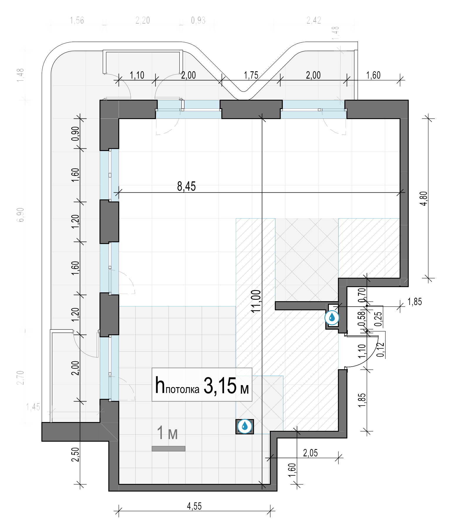 3 комн. квартира, 85.1 м², 7 этаж 