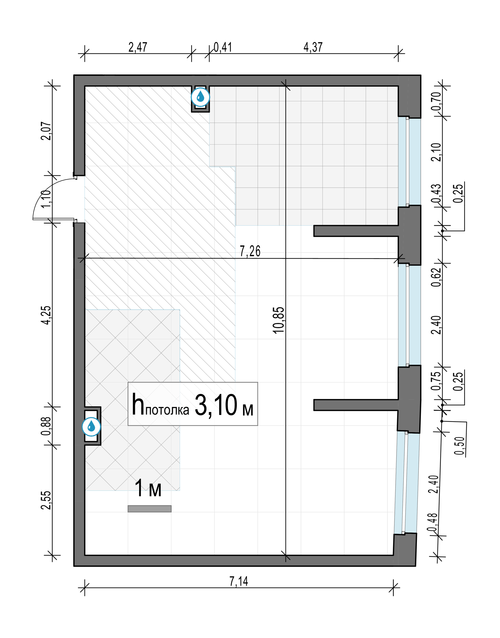 2 комн. квартира, 74 м², 4 этаж 