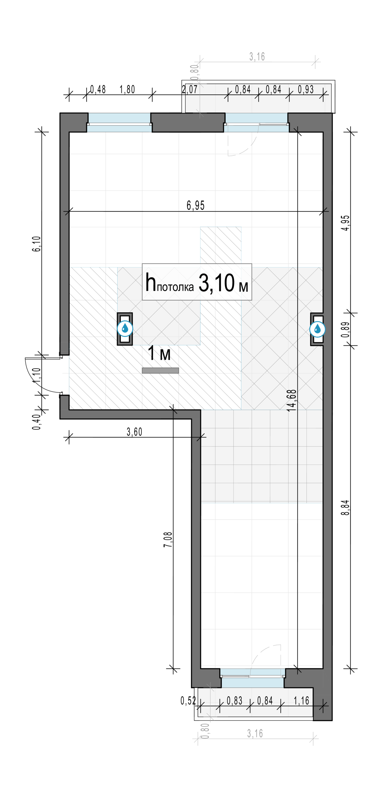 2 комн. квартира, 76.1 м², 11 этаж 