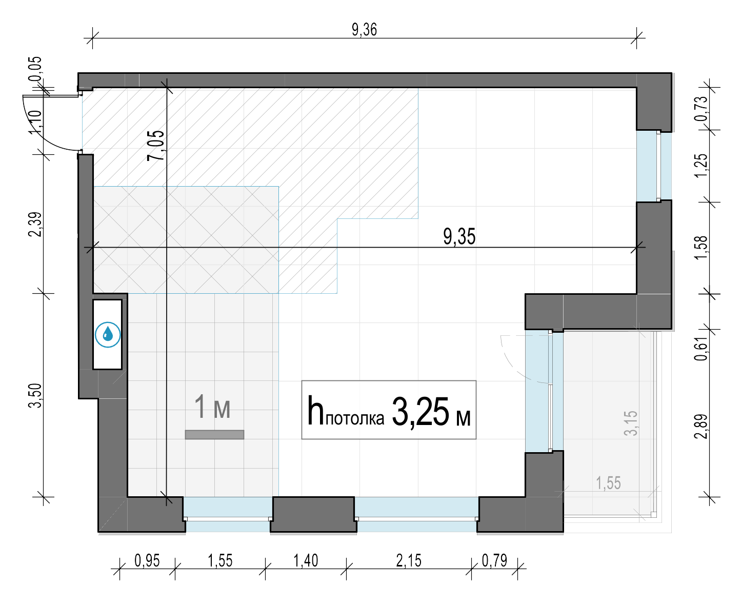 1 комн. квартира, 58.3 м², 3 этаж 