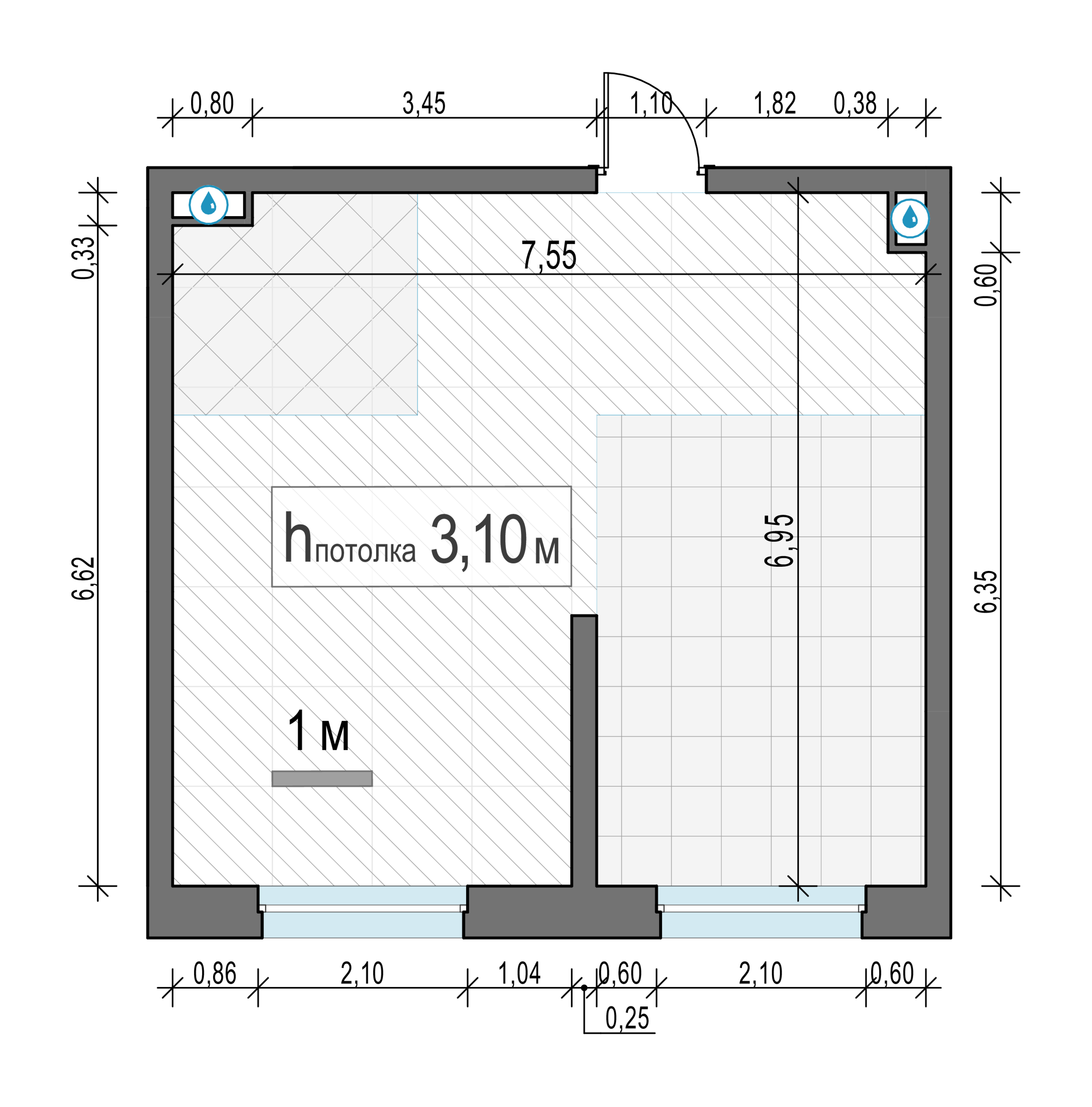 1 комн. квартира, 49.7 м², 3 этаж 