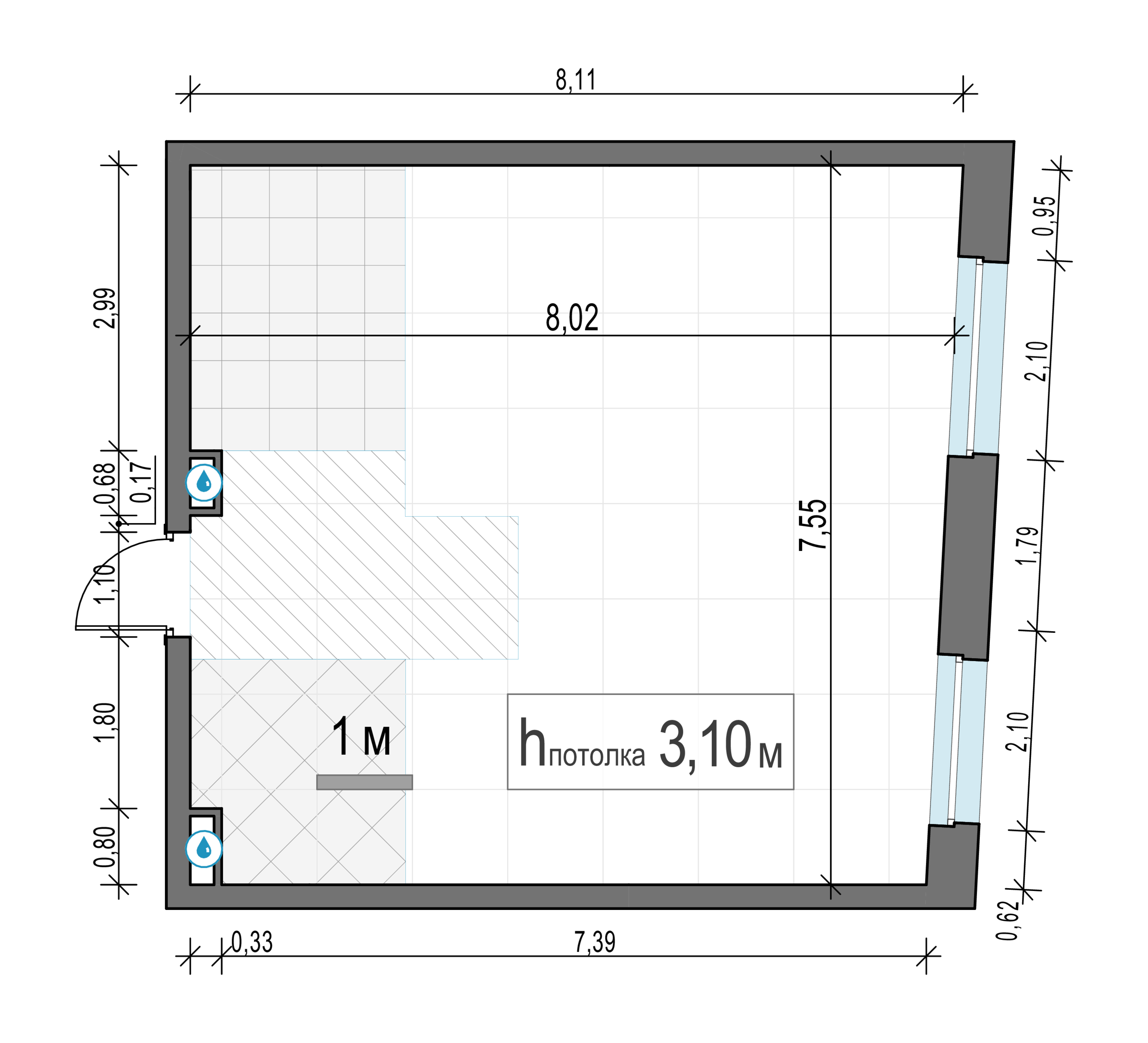 1 комн. квартира, 58.2 м², 12 этаж 